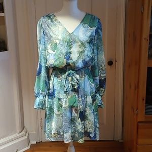 London Times Paisley Floral Chiffon Dress